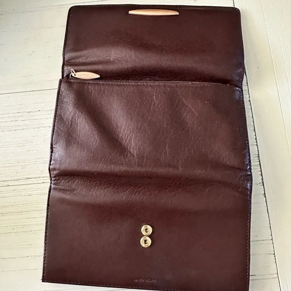 NWOT Charter Club Leather Tri-Fold Wallet Vintage Oxblood Color Vintage 7.5”x4”